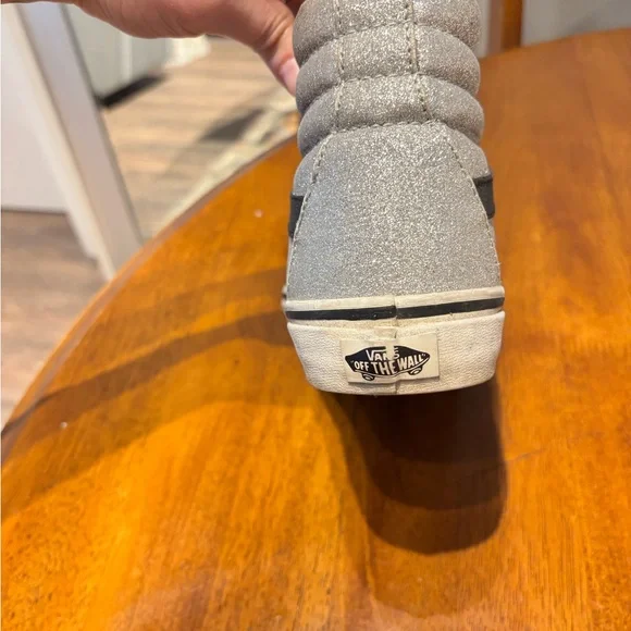 🩵 Vans Glitter High-Top Sneakers - Silver and Black size women’s 7.5 men’s 6.0 - Picture 5 of 8